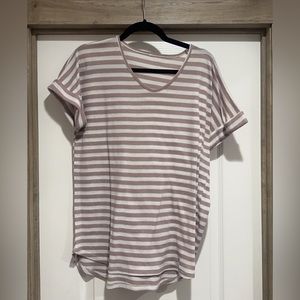 Muted Lilac Short Sleeve Stripe Top